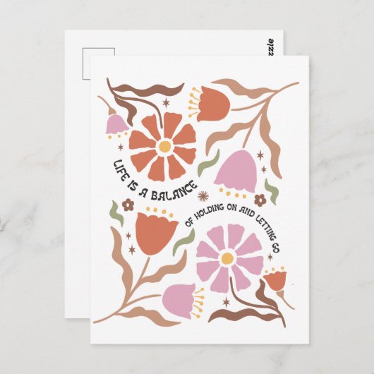Life Is A Balance Of Holding Boho Wildflower Quote Postkarte (Vorne/Hinten)