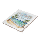 "Life is a Beach" Tropical Palm Ocean Fliese (Seite)