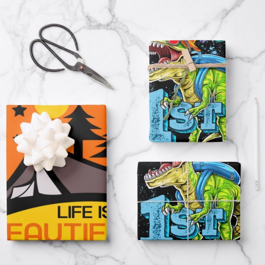 Life is A Beautiful Adventure Camping Geschenkpapier Set (Vorderseite)