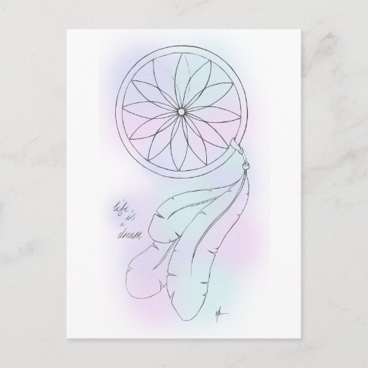 'Life Is A Dream' Pastel Dreamcatcher Postcard Postkarte (Vorderseite)