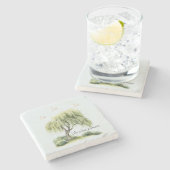 Life is a dream Tree Birds Steinuntersetzer (Seitenansicht)