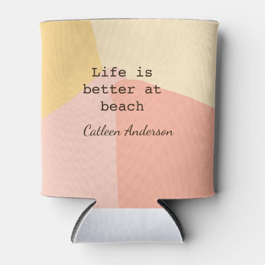 Life is better at beach yellow orange boho rustic dosenkühler (Vorderseite)