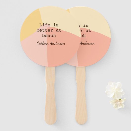 Life is better at beach yellow orange boho rustic  fächer (Vorne und Hinten)