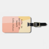 Life is better at beach yellow orange boho rustic gepäckanhänger (Vorderseite horizontal)