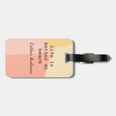 Life is better at beach yellow orange boho rustic gepäckanhänger (Rückseite horizontal)