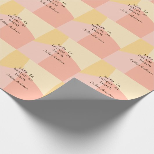 Life is better at beach yellow orange boho rustic  geschenkpapier (Ecke)