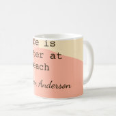 Life is better at beach yellow orange boho rustic  kaffeetasse (VorderseiteRechts)