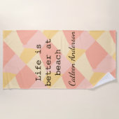 Life is better at beach yellow orange boho rustic strandtuch (Vorderseite)