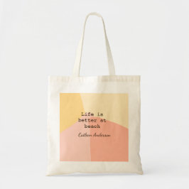 Life is better at beach yellow orange boho rustic  tragetasche