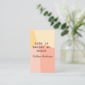 Life is better at beach yellow orange boho rustic  visitenkarte (Stehend Vorderseite)
