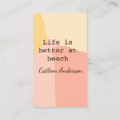 Life is better at beach yellow orange boho rustic visitenkarte (Rückseite)