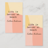 Life is better at beach yellow orange boho rustic visitenkarte (Vorne/Hinten)