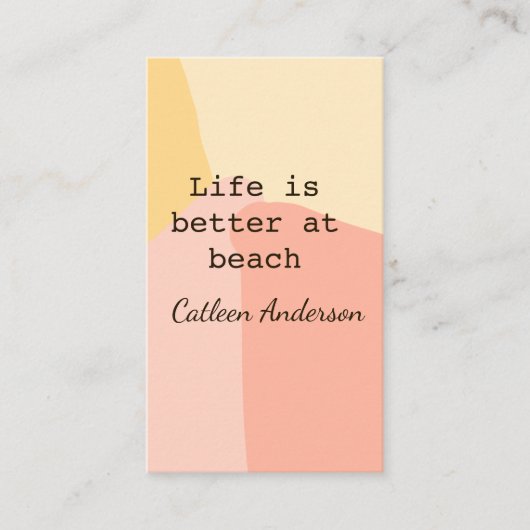 Life is better at beach yellow orange boho rustic visitenkarte (Vorderseite)