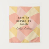 Life is better at beach yellow orange boho rustic  wandteppich (Vorderseite)
