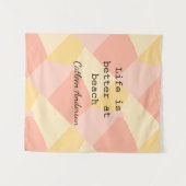 Life is better at beach yellow orange boho rustic wandteppich (Vorderseite (Horizontal))