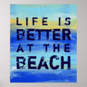 Life is Better at the Beach - Blue Abstract Art Poster (Vorne)