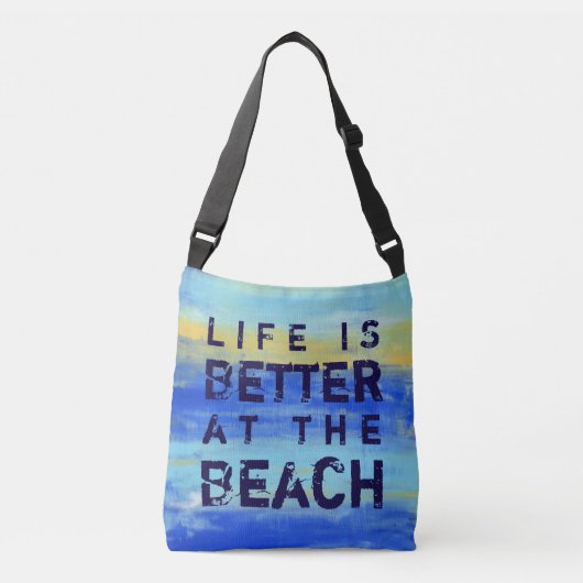 Life is Better at the Beach - Blue Abstract Art Tragetaschen Mit Langen Trägern (Vorderseite)