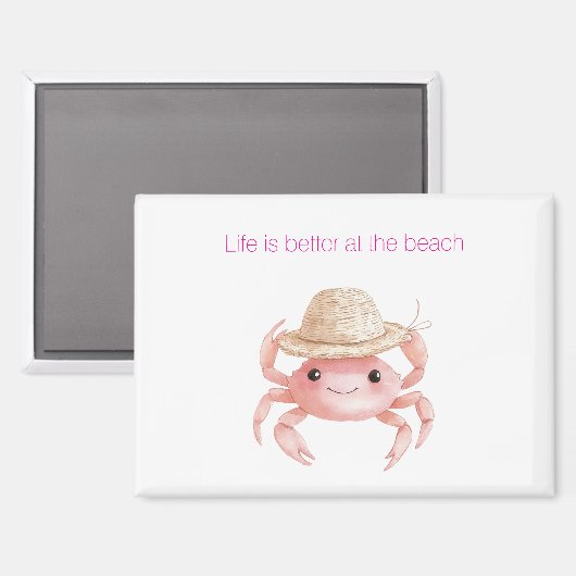 Life is better at the beach crab magnet (Vorderseite/Rückseite)