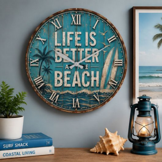 Life Is Better at the Beach Große Wanduhr
