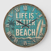 Life Is Better at the Beach Große Wanduhr (Vorderseite)