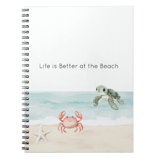 Life is Better at the Beach Starfish Sea Turtle Notizblock (Vorderseite)
