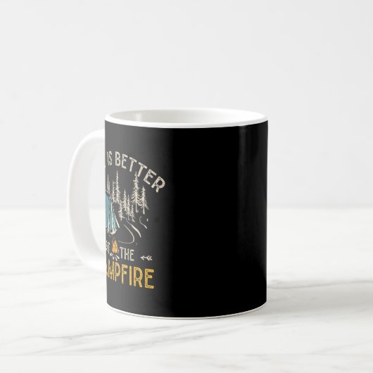 Life Is Better At The Campfire Funny Camper Camp C Kaffeetasse (Vorderseite Links)