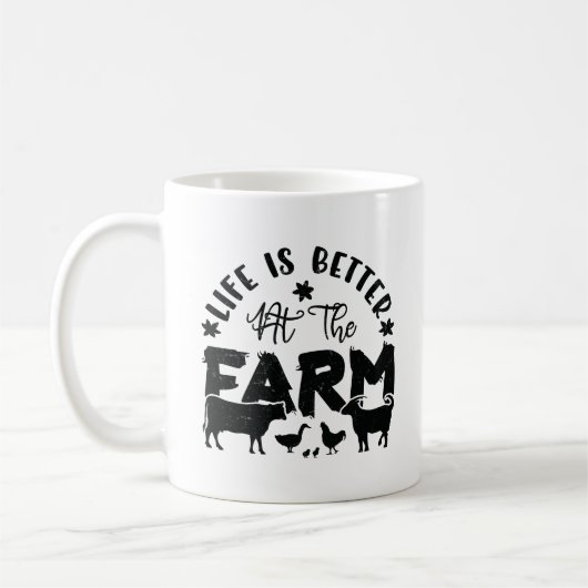 Life is Better At the Farm (Chicken, cow, goat) Kaffeetasse (Links)