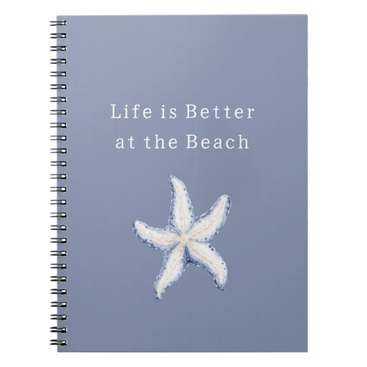 Life is Better Beach Blue White Starfish Notizblock (Vorderseite)