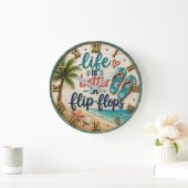 Life Is Better in Flip Flops Beach Große Wanduhr (Zuhause)