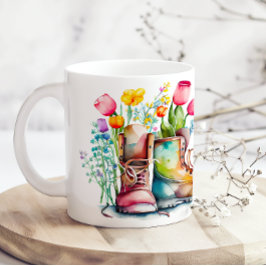 Life Is Better In The Garden Floral Boots Kaffeetasse