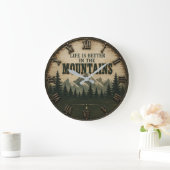 Life Is Better in the Mountains Mountain Forest Große Wanduhr (Zuhause)