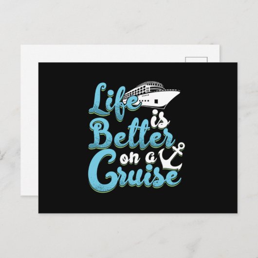 Life Is Better On A Cruise Anchor Cruise Ship Crui Postkarte (Vorne/Hinten)