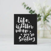 Life Is Better When Smiling - Inspirational Card Postkarte (Stehend Vorderseite)