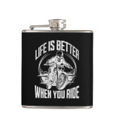 Life is Better When You Ride Motorcycle Skull Flachmann (Vorderseite)