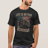 Life Is Better When You Ride Patriotic Biker Skull T-Shirt (Vorderseite)