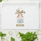 Life is Better with a Book Kitchen Towel Geschirrtuch (Gefaltet)