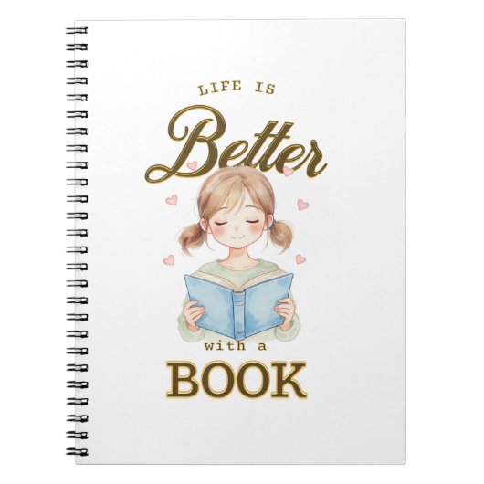 Life is Better with a Book Spiral Notebook Notizblock (Vorderseite)