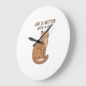 Life Is Better With a Cat – Cute Cat Lover Design Große Wanduhr (Winkel)