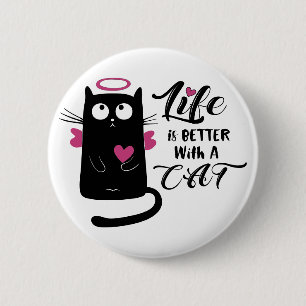 Life is Better with a Cat Lover Button