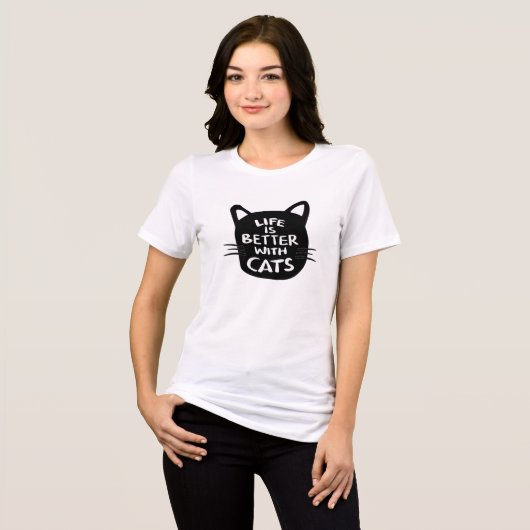 Life is better with a Cat Tri-Blend Shirt (Vorderseite voll)