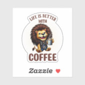 LIFE IS BETTER WITH A COFFEE, LION AUFKLEBER (Blatt)