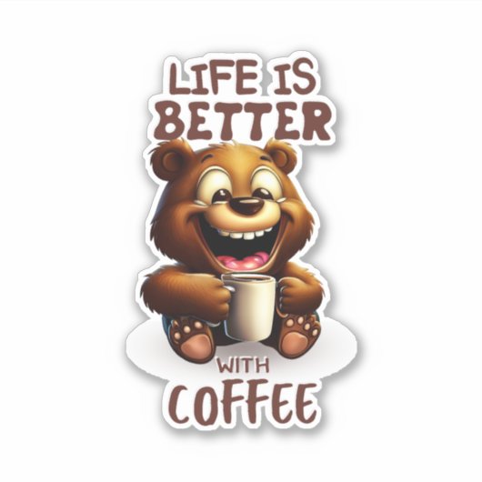 LIFE IS BETTER WITH A COFFEE, LION AUFKLEBER (Vorderseite)