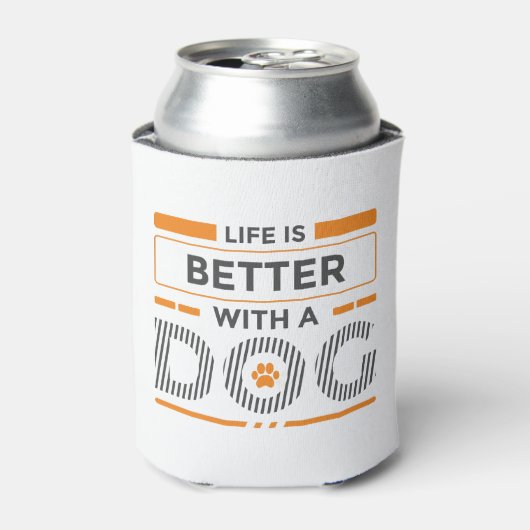 Life is better with a dog gray and orange modern dosenkühler (Kanne Vorderseite)