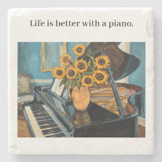Life is better with a piano - beautiful art! steinuntersetzer