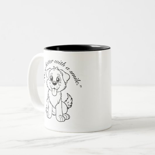 Life Is Better With a Smile,Cute Dog Zweifarbige Tasse (Vorderseite Links)