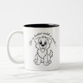 Life Is Better With a Smile,Cute Dog Zweifarbige Tasse