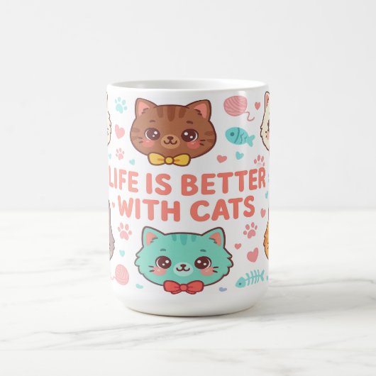 Life is Better With Cats - Cat Lovers Gift Kaffeetasse (Mittel)