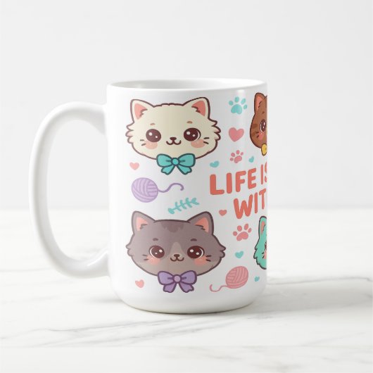 Life is Better With Cats - Cat Lovers Gift Kaffeetasse (Links)