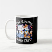 Life Is Better With Cats Cute Cat Lover Valentine' Kaffeetasse (Links)