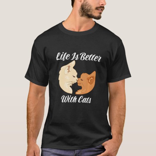 Life Is Better With Cats Cute Valentine's Day Cat  T-Shirt (Vorderseite)